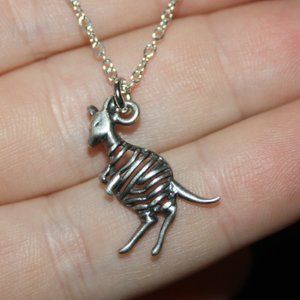 Silver Kangaroo skeleton necklace 18"